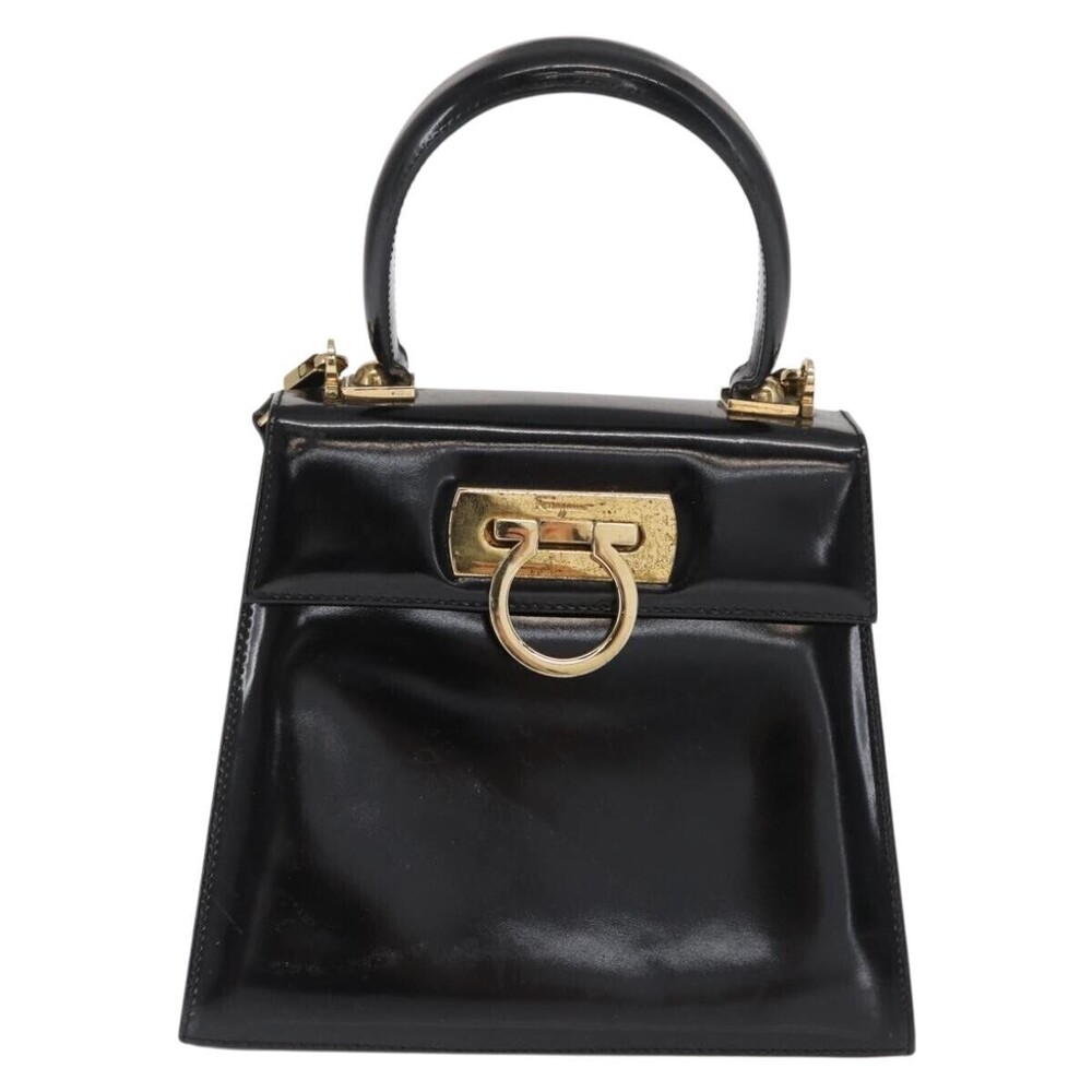Salvatore Ferragamo Gancini Convertible Top Handle Patent Leather